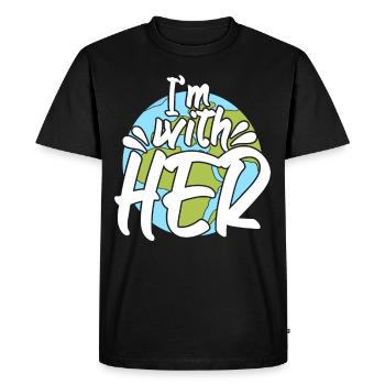 Earth Im With Her Awareness - Men's Premium Organic T-Shirt - black - Front - Nico (187cm)