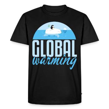 Warming Pinguin Meets Polar Bear - Men's Premium Organic T-Shirt - black - Front - Nico (187cm)