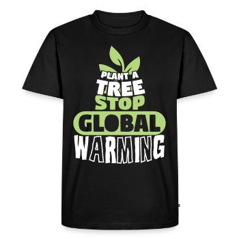 Trees Stop Global Warming - Men's Premium Organic T-Shirt - black - Front - Nico (187cm)