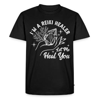 Medicine Reiki Healer Positive Energy - Men's Premium Organic T-Shirt - black - Front - Nico (187cm)