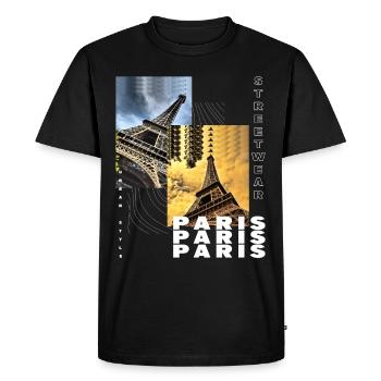 Paris France City Skyline Home Love - Men's Premium Organic T-Shirt - black - Front - Nico (187cm)