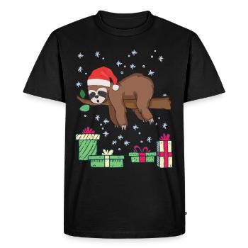 Paresseux de Noël - T-shirt Premium bio Homme - noir - Devant - Nico (187cm)
