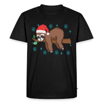 Paresseux de Noël - T-shirt Premium bio Homme - noir - Devant - Nico (187cm)