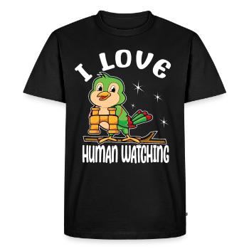 I Love Human Watching - Funny Birder Costume - Men's Premium Organic T-Shirt - black - Front - Nico (187cm)