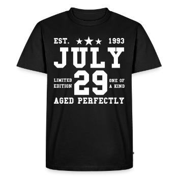 29ème anniversaire Juillet né 1993 Idée cadeau - T-shirt Premium bio Homme - noir - Devant - Nico (187cm)