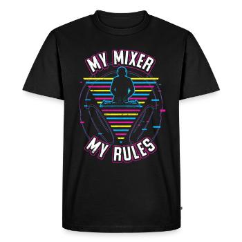 DJ Tshirt pour Party Disc Jockey Rave Techno Mixer - T-shirt Premium bio Homme - noir - Devant - Nico (187cm)
