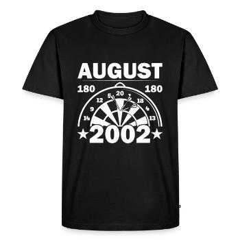 20th birthday August vintage 2002 Darts - Men's Premium Organic T-Shirt - black - Front - Nico (187cm)