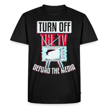 Off The TV Defund Media - Men's Premium Organic T-Shirt - black - Front - Nico (187cm)