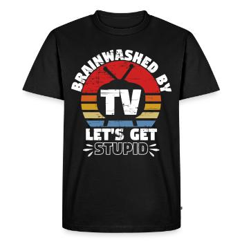 By TV Lets Get Stupid - Men's Premium Organic T-Shirt - black - Front - Nico (187cm)