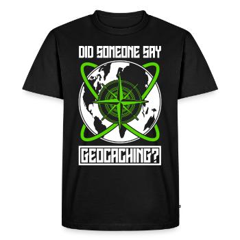 Geocacher World Map Geocache - Men's Premium Organic T-Shirt - black - Front - Nico (187cm)