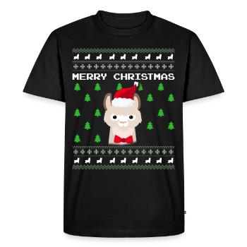 Lama de Noël laid - T-shirt Premium bio Homme - noir - Devant - Nico (187cm)
