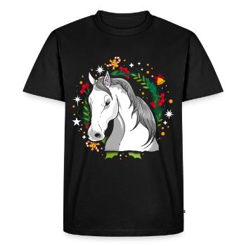 Moche Cheval de Noël Cheval Tricot Noël Christ Enfant - T-shirt Premium bio Homme - noir - Devant - Nico (187cm)
