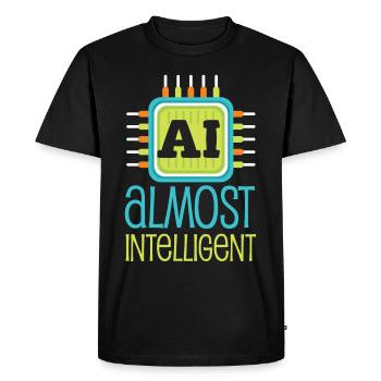 AI Almost Intelligent AI Humor - Men's Premium Organic T-Shirt - black - Front - Nico (187cm)