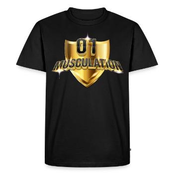 Logo 01Musculation - Men's Premium Organic T-Shirt - black - Front - Nico (187cm)