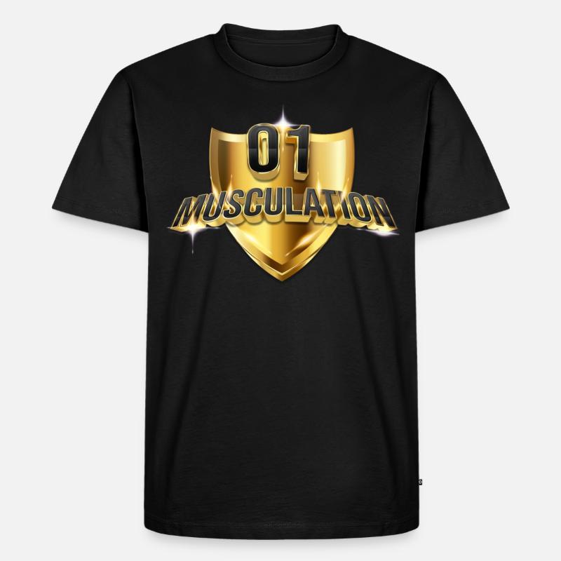 Logo 01Muskulation - Männer Premium Bio T-Shirt - Schwarz
