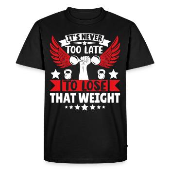 Il n’est jamais trop tard pour perdre ce poids - T-shirt Premium bio Homme - noir - Devant - Nico (187cm)