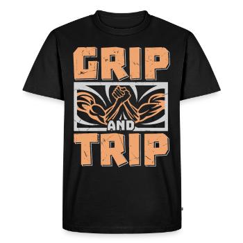 Grip And Trip Arm Wrestling - Men's Premium Organic T-Shirt - black - Front - Nico (187cm)
