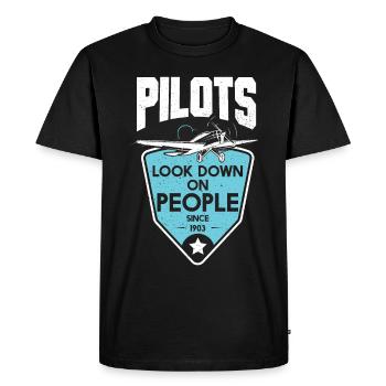 Pilots Look Down On People Since 1903 - Men's Premium Organic T-Shirt - black - Front - Nico (187cm)