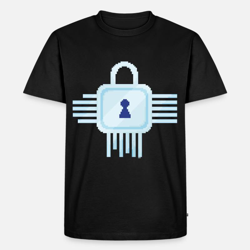 Retro Pixel IT Schloss - Männer Premium Bio T-Shirt - Schwarz