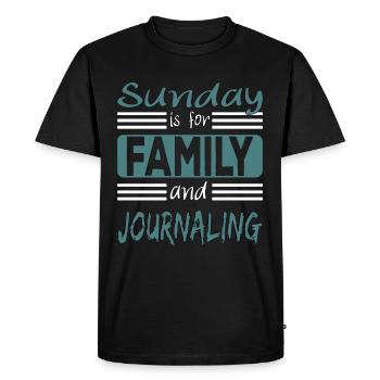 Sunday is for family and Journaling Spruch - Men's Premium Organic T-Shirt - black - Front - Nico (187cm)