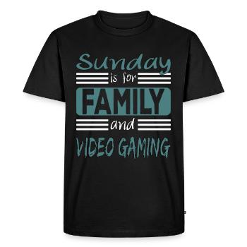 Sunday is for family and Video Gaming saying - Men's Premium Organic T-Shirt - black - Front - Nico (187cm)