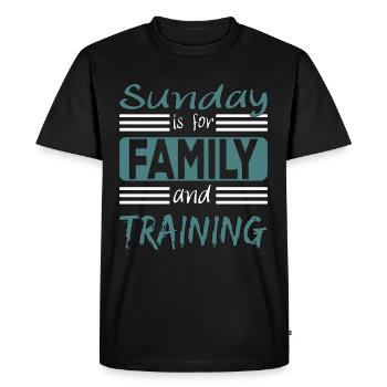 Sunday is for family and Training saying - Men's Premium Organic T-Shirt - black - Front - Nico (187cm)