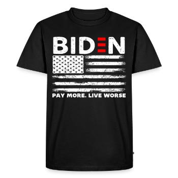 Biden paie plus vivre pire - T-shirt Premium bio Homme - noir - Devant - Nico (187cm)