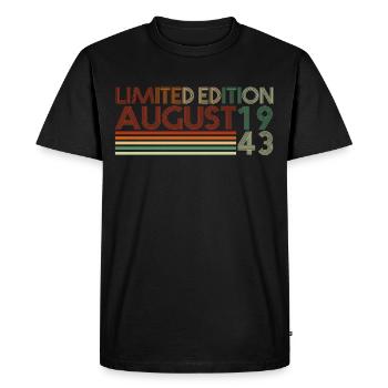79th birthday August born 1943 Gift idea - Men's Premium Organic T-Shirt - black - Front - Nico (187cm)