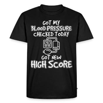 Blood Pressure Checked New Highscore - Men's Premium Organic T-Shirt - black - Front - Nico (187cm)