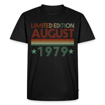 43ème anniversaire Août né 1979 Idée cadeau - T-shirt Premium bio Homme - noir - Devant - Nico (187cm)
