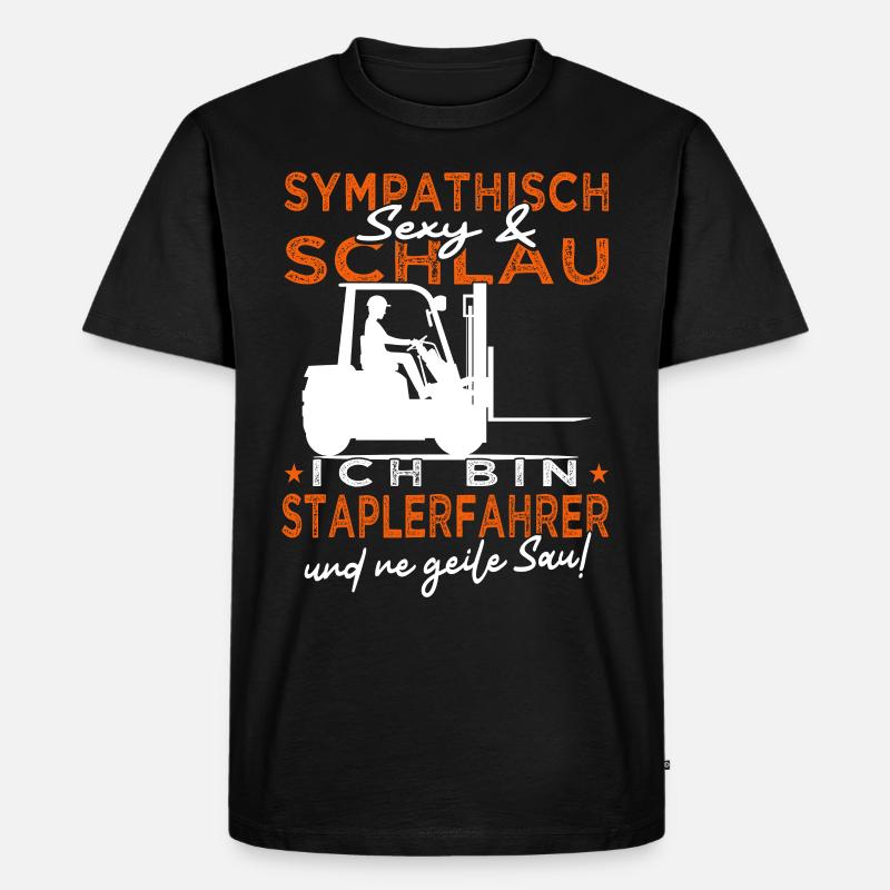 Ich bin Staplerfahrer - Lagerist - Männer Premium Bio T-Shirt - Schwarz