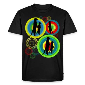 Meerkat Pictures Rétro Suricates - T-shirt Premium bio Homme - noir - Devant - Nico (187cm)