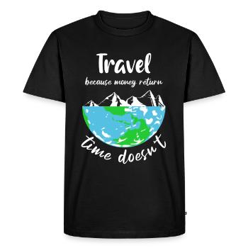 voyager parce que le temps de retour d’argent ne le fait pas - T-shirt Premium bio Homme - noir - Devant - Nico (187cm)