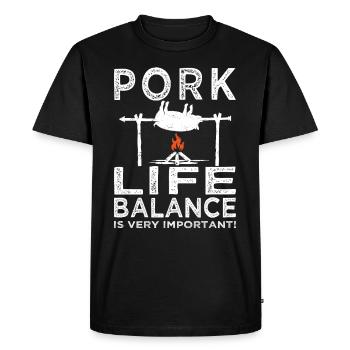 Viande - Grillades - Steak - Boucherie - T-shirt Premium bio Homme - noir - Devant - Nico (187cm)