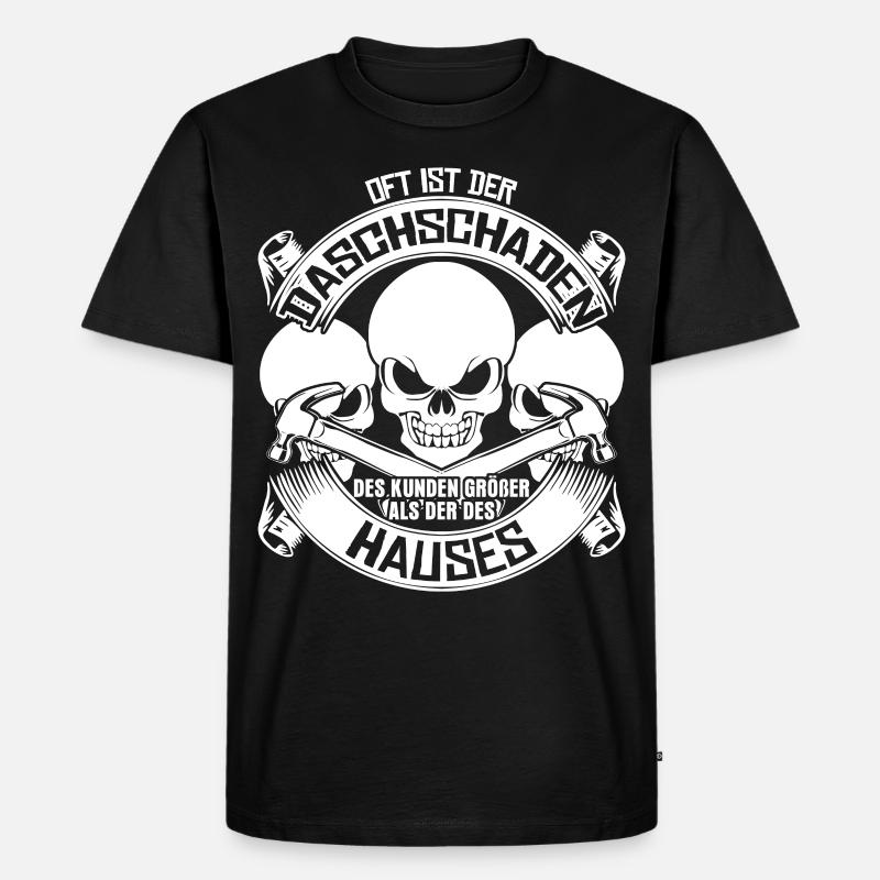 Dachdecker Witz Dachschaden - Männer Premium Bio T-Shirt - Schwarz