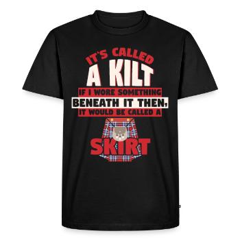 Its Called Kilt Underwear Skirt - Men's Premium Organic T-Shirt - black - Front - Nico (187cm)
