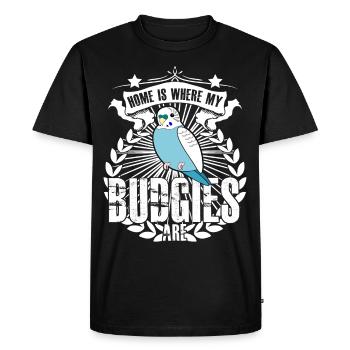 Budgie Budgie Budgerigars - Men's Premium Organic T-Shirt - black - Front - Nico (187cm)