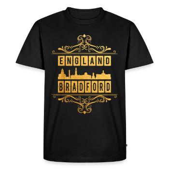 Bradford Angleterre UK City Skyline Ornement en or - T-shirt Premium bio Homme - noir - Devant - Nico (187cm)