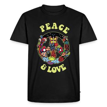 Hippie Gift Acidhead Flowerpower Hippi Hippy - Men's Premium Organic T-Shirt - black - Front - Nico (187cm)