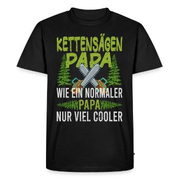 Chainsaw Father Chainsaws Papa Trees Forester - Men's Premium Organic T-Shirt - black - Front - Nico (187cm)