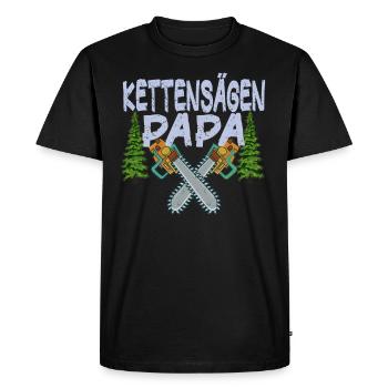Chainsaw Father Chainsaws Papa Trees Forester - Men's Premium Organic T-Shirt - black - Front - Nico (187cm)