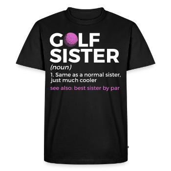 Joueur de golf disant idée cadeau - T-shirt Premium bio Homme - noir - Devant - Nico (187cm)