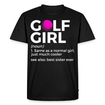 Joueur de golf disant idée cadeau - T-shirt Premium bio Homme - noir - Devant - Nico (187cm)