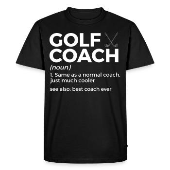 Joueur de golf disant idée cadeau - T-shirt Premium bio Homme - noir - Devant - Nico (187cm)