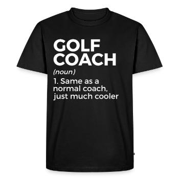 Joueur de golf disant idée cadeau - T-shirt Premium bio Homme - noir - Devant - Nico (187cm)