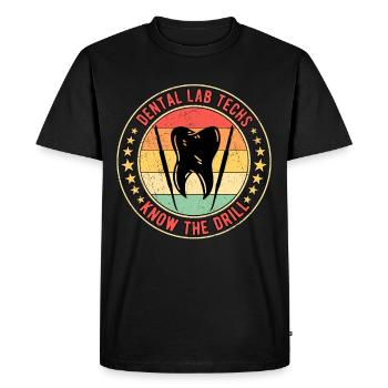 Technicien dentaire Prosthodontiste dentaire Technicien de laboratoire dentaire - T-shirt Premium bio Homme - noir - Devant - Nico (187cm)