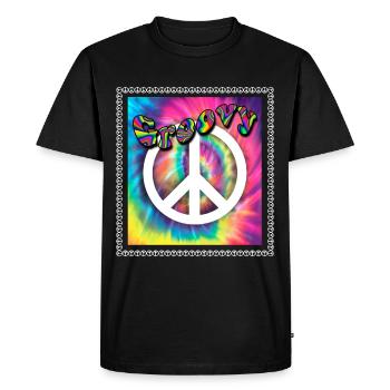 Hippie Peace Groovy Flowerpower Boho Woodstock - Men's Premium Organic T-Shirt - black - Front - Nico (187cm)