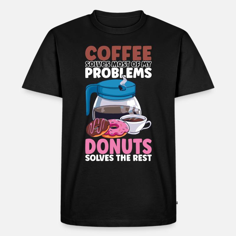 Kaffee Donuts - Männer Premium Bio T-Shirt - Schwarz