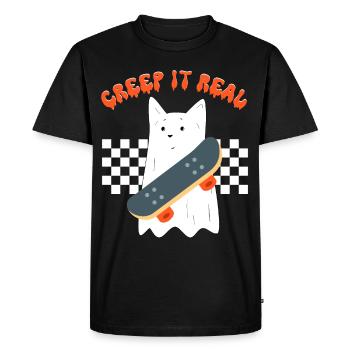Creep it real, funny ghost cat, halloween costume - Men's Premium Organic T-Shirt - black - Front - Nico (187cm)