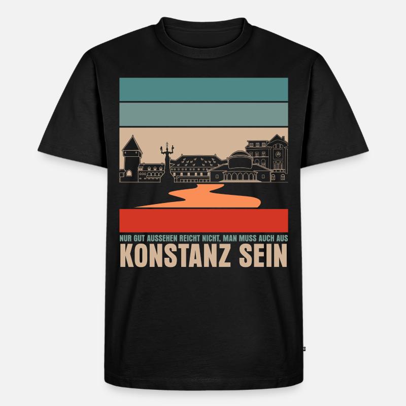 Konstanz Bodensee Witz Konstanzer - Männer Premium Bio T-Shirt - Schwarz